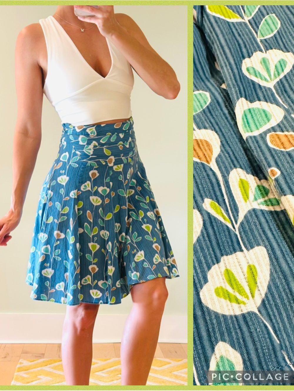 Fossil Blue Floral A-Line Skirt
